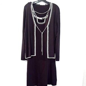 Vertigo Paris Two Piece Set Brown Embroidered Dress Jacket Size Large